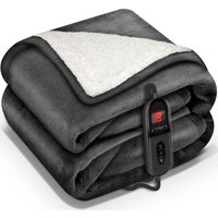 sinnlein® Heizdecke mit Abschaltautomatik 180x130cm Anthrazit Elektrische Wärmedecke mit 9 Temperaturstufen Kuscheldecke waschbar Bett, Sofa Decke von SINNLEIN