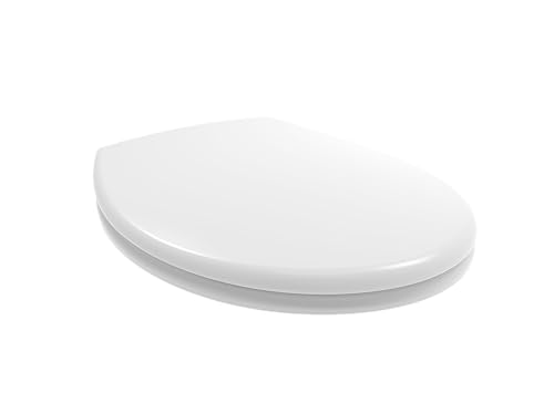 SINOBATH D-förmiger Premium-Duroplast Toilettensitz mit Edelstahl-Scharnieren & Sanftschließ-Funktion(Weiß) von SINOBATH