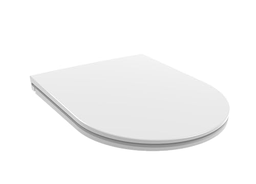 SINOBATH D-förmiger Premium-Duroplast Toilettensitz mit Edelstahl-Scharnieren & Sanftschließ-Funktion (schwarz) von SINOBATH