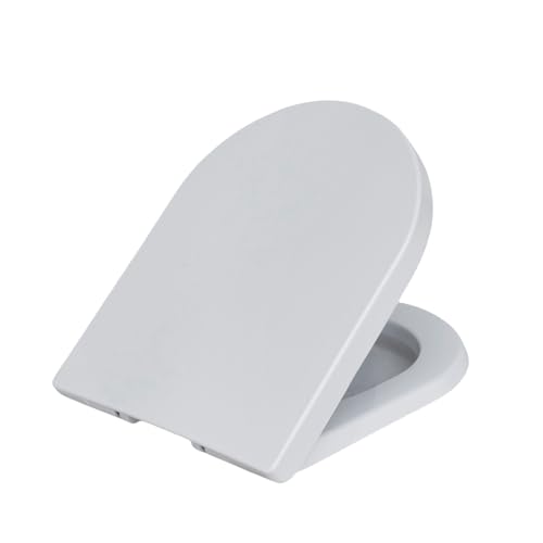 SINOBATH D-förmiger Premium-Duroplast Toilettensitz mit Edelstahl-Scharnieren & Sanftschließ-Funktion(weiß) von SINOBATH