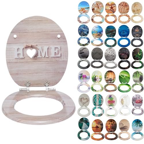 SINOBATH WC-Sitz Mit Absenkautomatik, Hochwertige Und Stabile Antibakterieller Toiletten, MDF Holzkern, Stabile QualitäT, Einfache Montage Wc Deckel Klobrille (HOME) von SINOBATH