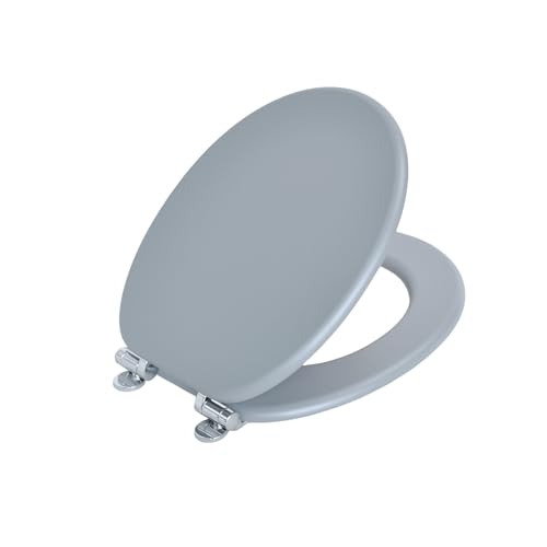 SINOBATH WC Sitz Mit Absenkautomatik,Hochwertige Haut wie Gefühl Toiletten, MDF Holzkern, Stabile QualitäT, Einfache Montage Deckel Klobrille (Grey) von SINOBATH