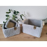 Häkelkorb Quadratisch Mit Holzboden | Brotkorb Viereckig Aufbewahrungskorb Utensilo Dekokorb Baumwollkorb Geschenkidee von SINOHandmade