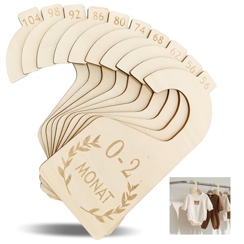 10 Stück Größentrenner Baby Beidseitiger Druck,Größentrenner Baby Ankündigung Schild Holz,Babykleidung Trenner 50-104,Für Kleidung Von Neugeborenen Bis Zu Kleinkindern von SINRAD