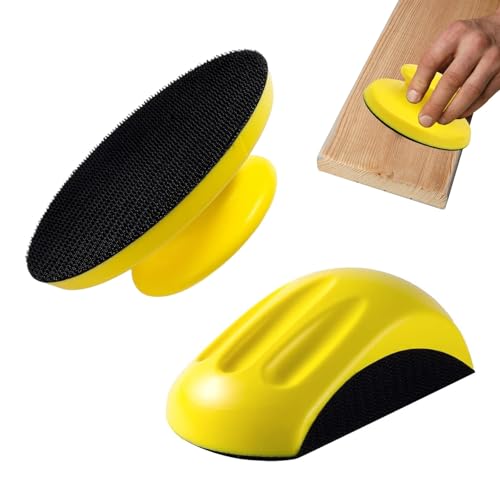 2 Stück Schleifklotz Klett, Runde und Mausförmiges Handschleifer, Schleifklotz Handschleifblock mit Klett Handschleifer, 5 Zoll Handschleifblöcke, für Basteln, Holzarbeit, Auto von SINRAD