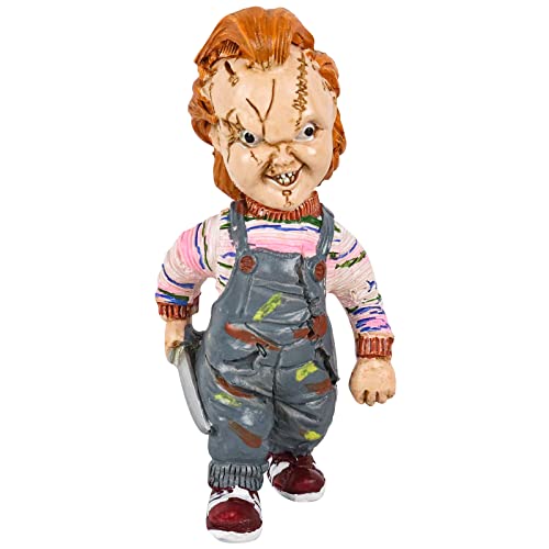 SINSEN Horrorfilm Gartenzwerge Alpträume Michael Myers Jason Statuen Killer Scream Gruselige Figuren Harz Skulptur für Halloween Weihnachten Garten Hof Dekorationen (Chucky) von SINSEN