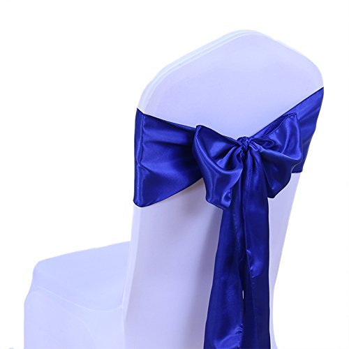 SINSSOWL 25 stück Hochzeit Dekoration Mehrfarbig Satin Stuhl Bezug Bow Ties in Event & Party Supply Stuhl Schärpen- königsblau von SINSSOWL