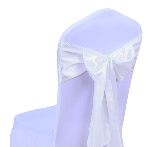 SINSSOWL 25 stück Hochzeit Dekoration Mehrfarbig Satin Stuhl Bezug Bow Ties in Event & Party Supply Stuhl Schärpen- weiß von SINSSOWL