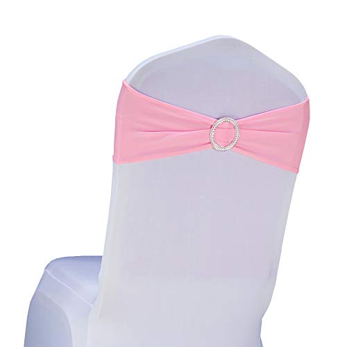 SINSSOWL Lycra-Stuhlschärpen aus Stretch-Elastik mit Schnalle und Schleife, Polyester und Spandex, Rose, 50PC von SINSSOWL