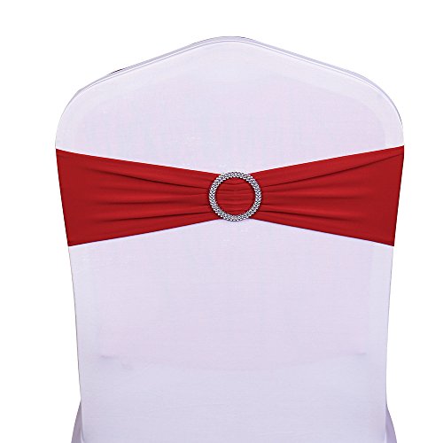 SINSSOWL 100 Stück elastische Spandex Stuhlhussen Schleifen Schleifen für Party Hochzeit Stuhlschleifen -- Rot von SINSSOWL