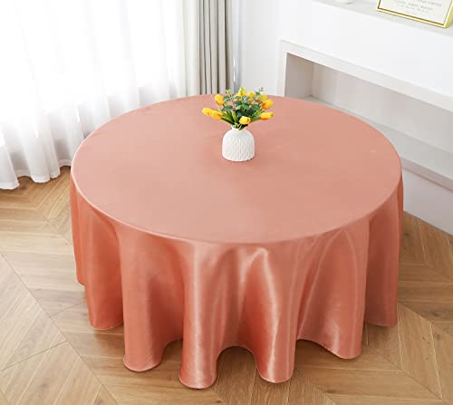 SINSSOWL 2 Stück runde Tischdecke Satin für Tischdecke Geburtstag 120 Zoll, Dekoration Hochzeit Stoff Weihnachten Tischdecke Rotgold für Taufe Tischwäsche 300 cm von SINSSOWL