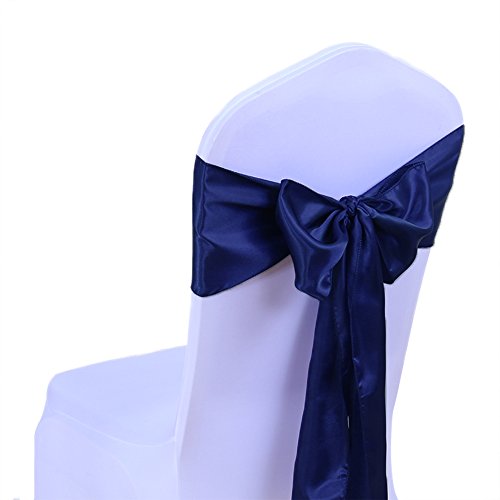 SINSSOWL 25 stück Hochzeit Dekoration Mehrfarbig Satin Stuhl Bezug Bow Ties in Event & Party Supply Stuhl Schärpen- Marineblau von SINSSOWL