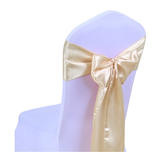 SINSSOWL 25 stück Hochzeit Dekoration Mehrfarbig Satin Stuhl Bezug Bow Ties in Event & Party Supply Stuhl Schärpen- champagnerfarbe von SINSSOWL