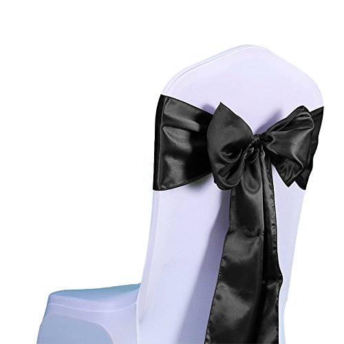 SINSSOWL 25 stück Hochzeit Dekoration Mehrfarbig Satin Stuhl Bezug Bow Ties in Event & Party Supply Stuhl Schärpen- schwarz von SINSSOWL