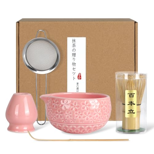 Matcha Set Komplett, Keramik Matcha Schale mit Ausgießer, Bambus Matcha Besen, Keramik Besenhalter, Bambuslöffel & Pulversieb - Traditionelles Teezeremonie Set, Ideales für Matcha-Liebhaber Matcha Set Komplett, Keramik Matcha Schale mit Ausgießer, Bambus Matcha Besen, Keramik Besenhalter, Bambuslöffel & Pulversieb - Traditionelles Teezeremonie Set, Ideales für Matcha-Liebhaber von SINTENILL