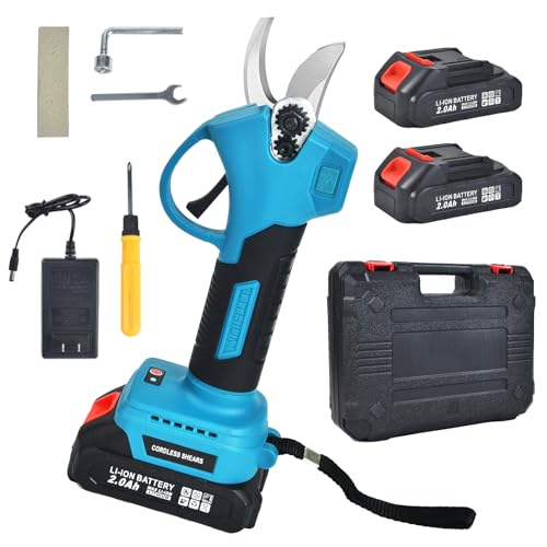 SINWE Astschere,Akku astschere 30MM Gartenschere mit 2 Akku 2000mAh, Bürstenloser Motor Baumschere, Kabellose Elektrisch Garten Schere mit LED-Schnittzählerm, Verstärktes Schutz (30MM Astschere) von SINWE