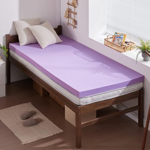 SINWEEK Mattress Topper Twin XL, 2 Inch Gel Memory Foam Mattress Topper College Dorm Belüftete Soft Mattress Pad, Bed Topper, CertiPUR-US Certified, Purple von SINWEEK