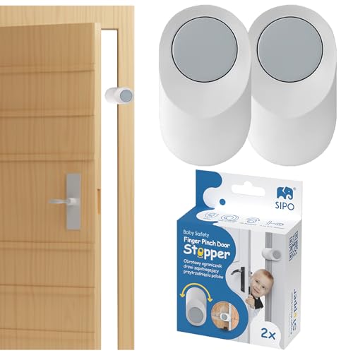 SIPO Drehbarer Türen‑Finger‑Schutz – 2er‑Pack Kindersicherung gegen Quetschgefahr – Türstopper mit 180° Rotation, selbstklebend, langlebig aus ABS/TPE von SIPO