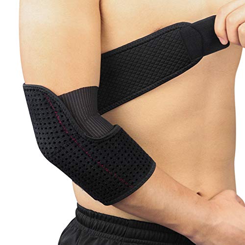 Ellenbogenstütze 1 Stück Ellenbogenbandage Atmungsaktive Armbandage mit Klettverschluss Ellbogen Stütze Verstellbar Ellenbogenschiene passt Rechts und Links Ellenbogenstütze Damen Herren für Sport von SIQITECH