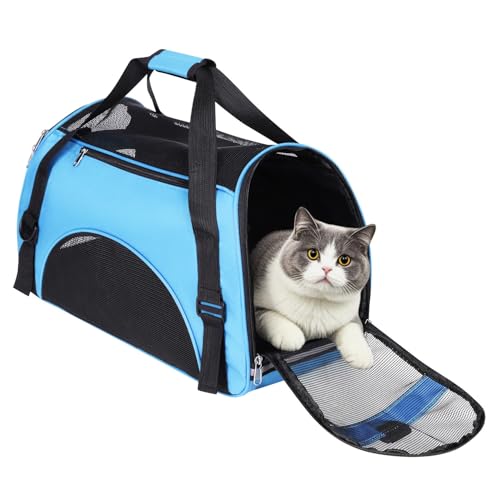 Hundetasche Netzgewebe Atmungsaktiv Katzentransportbox Faltbar Hundetragetasche Waschbar Matte Kleintiertasche Einstellbar Schultergurt Katzentasche Abnehmbar Transporttasche Hunde Katzen Welpen von SIQITECH