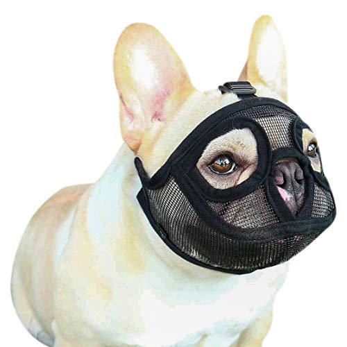 Maulkörbe Hund Korbmaulkorb Kurzer Schnauze Maulkorb Bulldogge Mops Korbmaulkorb Einstellbar Hundemundabdeckung PVC Atmungsaktiv Abdeckung Hundemaske Verhindert Beißen Bellen von SIQITECHUK