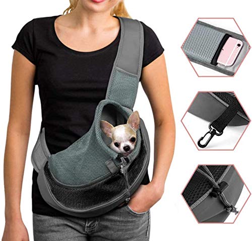 Hundetragebeutel Hund Welpen Umhängetasche Netzgewebe Tragetuch Atmungsaktiv Haustiertragetasche Outdoor Bauchtasche Katzen Transporttasche Hundetrage für Haustiere innerhalb von 5.5 kg von SIQITECHUK