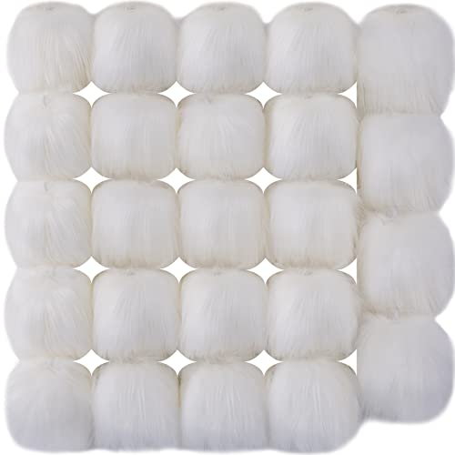 SIQUK 24 Stück Kunstfell Bommel Pompon Kunstfell Fellbommel Pompon für Damen und Mädchen Tasche Mützen Anhängern Dekoration, Weiß von SIQUK