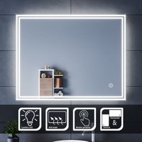Spiegel led Badezimmerspiegel mit LED-Beleuchtung Kosmetikspiegel Wandleuchte Licht Illumination mit Touch Control 90x70 cm - Sirhona von SIRHONA