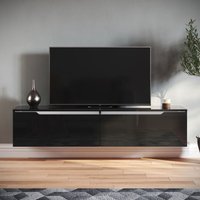 Sirhona - tv Board Möbel Hängend tv Schrank Board mit 2 Klapptüren Schwarz Hochglanz 140x35x30cm mit Einstellbar led Beleuchtung Sirhona - tv Board Möbel Hängend tv Schrank Board mit 2 Klapptüren Schwarz Hochglanz 140x35x30cm mit Einstellbar led Beleuchtung von SIRHONA