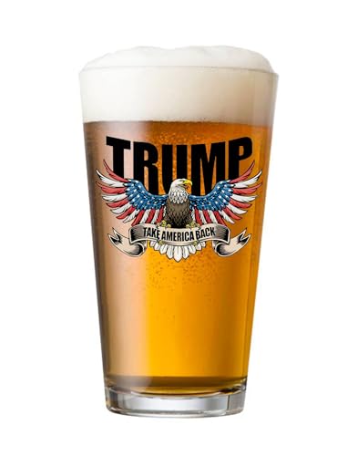 SIRIOKS Donald Trump Merchandise Pint-Gläser – 473 ml Take America Back – Hergestellt in den USA – Präsident Trump bedrucktes Bierglas (kein Aufkleber) von SIRIOKS