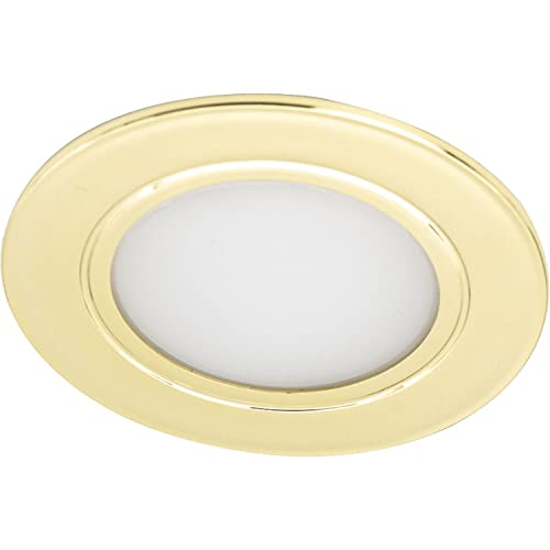 SIRO SL-Mono Einbau Led Spot ø 68mm dimmbar, flacher Led Spot in 3000K warmweiss, Einbau Deckenstrahler Led aus Aluminium vermessingt glänzend, 24V von SIRO
