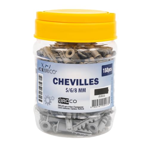 Dübel 5/6/8 mm, mit Aufbewahrungsbox, für Befestigung von Ziegel- oder Gipskarton, 150 Stück von SIROCO