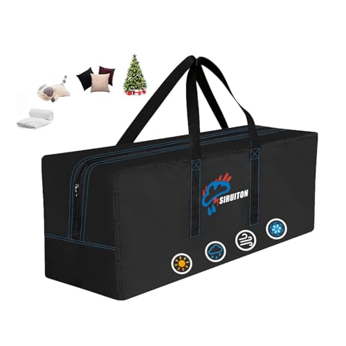 SIRUITON Gartenmöbel Kissen Aufbewahrungstasche 130x40x60cm 600D Oxford Gewebe Wasserdicht STrapazierfähig Reißfest Anti-UV Weihnachtsbaum Aufbewahrungstasche mit Tragegriff und Reißverschluss von SIRUITON