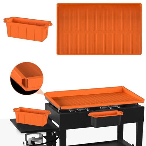 SIRUITON Heavy Duty 28 Zoll Griddle Matte ＆ Grease Cup für Blackstone Griddle, wiederverwendbare Grill-Zubehör, Silikon Griddle Full Coverage Cover mit Drip Pan Liners Set von SIRUITON