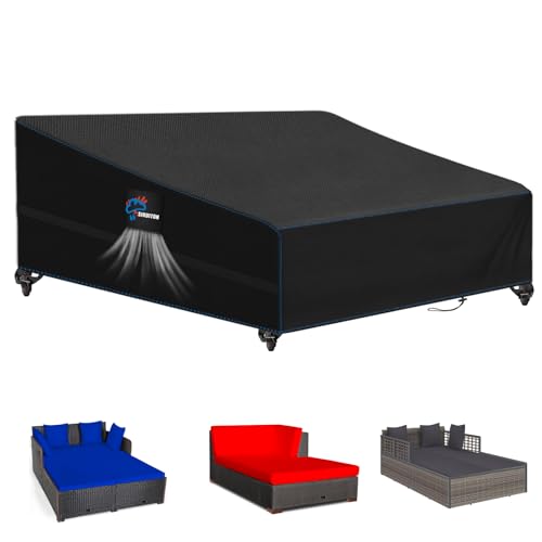 SIRUITON Robuste Outdoor-Möbelabdeckung für Sofa/Loveseat/Bank, 100% wasserdichter Schutz für Garten/Terrasse, schwarz von SIRUITON