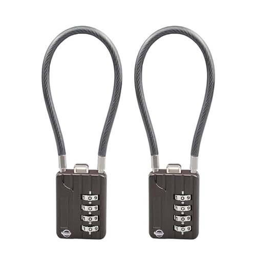 4-stelliges Kabel-Zahlenschloss, 18 cm, dickes Kabel für Schule, Fitnessstudio, Schließfach, Helm, Aktenschränke, Werkzeugkasten, Gepäck, Koffer, Rucksack, Schwarz, 2 Stück 4-stelliges Kabel-Zahlenschloss, 18 cm, dickes Kabel für Schule, Fitnessstudio, Schließfach, Helm, Aktenschränke, Werkzeugkasten, Gepäck, Koffer, Rucksack, Schwarz, 2 Stück von SISAV