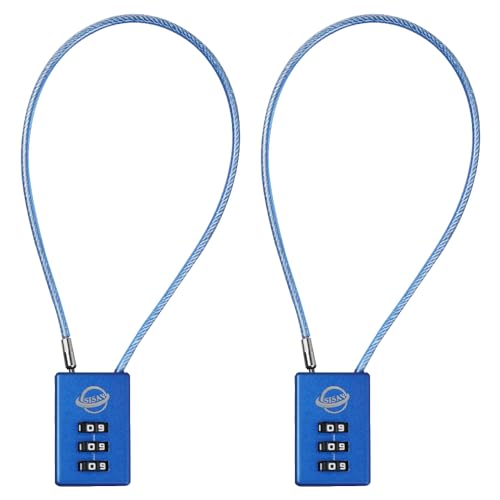 SISAV 3-stelliges Kabel-Zahlenschloss 30,5 cm Kabel für Schule, Fitnessstudio, Schließfach, Aktenschränke, Helm, Werkzeugkasten, Gepäckkoffer, Rucksack, Blau, 2 Stück SISAV 3-stelliges Kabel-Zahlenschloss 30,5 cm Kabel für Schule, Fitnessstudio, Schließfach, Aktenschränke, Helm, Werkzeugkasten, Gepäckkoffer, Rucksack, Blau, 2 Stück von SISAV