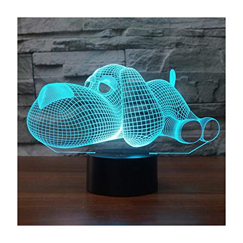 SISYS 3D Illusion Lampe LED Nachtlicht Optische 3D-Illusions-Lampen Tischlampe Nachtlichter 7 Farben Berührungsschalter Schreibtischlampe mit 150cm USB-Kabel Kinder Nachtlampe, Hund von SISYS