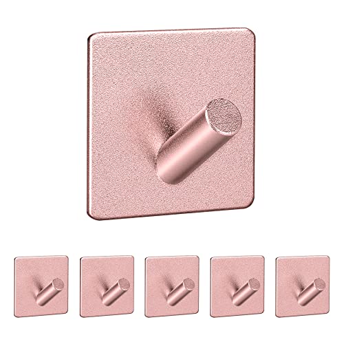 SISYS Klebehaken, 6 Stück Haken Selbstklebende 3M Wandhaken Handtuchhaken Ohne Bohren für Badezimmer Küche Wohnzimmer Aluminiumlegierung Tür Haken Wand,Rosa von SISYS