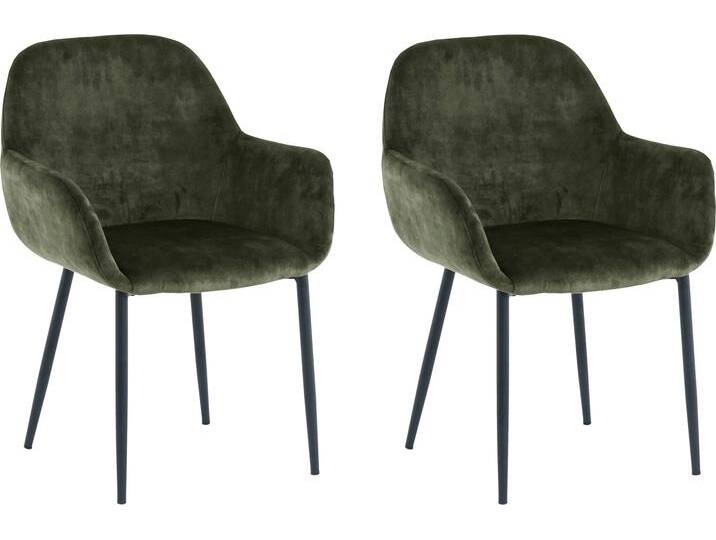 Armlehnstuhl SIT, grün (grün, schwarz, schwarz), B:60cm H:84cm T:57,5cm, Polyester, Metall, Stühle, glamouröser Bezug in Samtoptik von SIT-Möbel