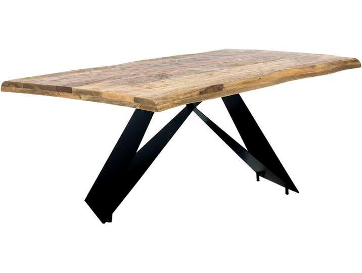 Esstisch SIT, natur, schwarz, schwarz, natur, B:220cm H:77cm T:100cm, Mango massiv, Metall (Eisen), Tische, mit Baumkante wie gewachsen von SIT-Möbel