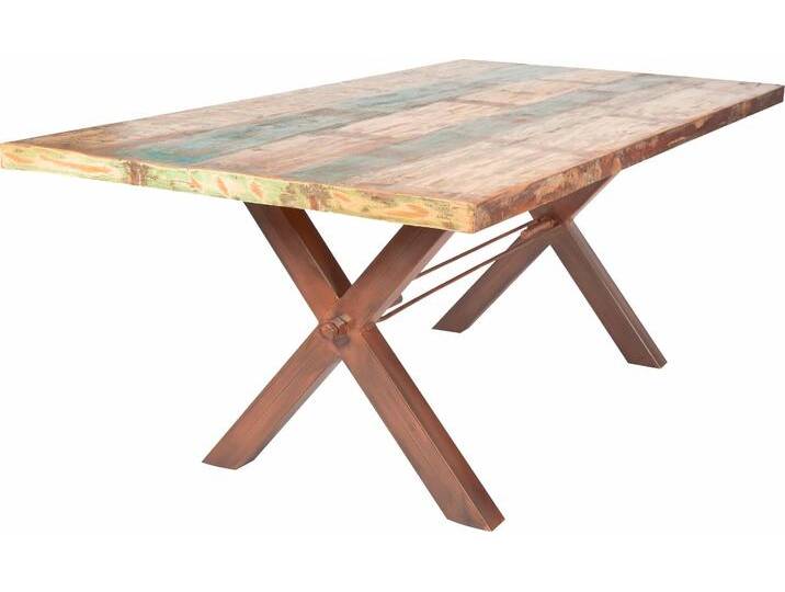 Esstisch SIT Tops , braun (eisen antikbraun), B:200cm H:78cm T:100cm, Tische, Rechteckiger Esstisch Esstisch Holz-Esstische Küchentisch, aus recyceltem Altholz von SIT-Möbel