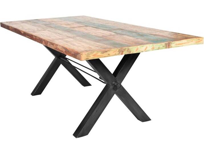 Esstisch SIT Tops , schwarz (eisen schwarz), B:240cm H:78cm T:100cm, Tische, Rechteckiger Esstisch Esstisch Holz-Esstische Küchentisch, aus recyceltem Altholz von SIT-Möbel