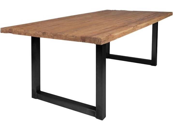 Esstisch SIT Tops&Tables , schwarz (eisen schwarz), B:180cm H:78cm T:100cm, Tische, Rechteckiger Esstisch Esstisch Holz-Esstische Küchentisch, mit rustikaler Tischplatte aus recyceltem Altholz Teak von SIT-Möbel