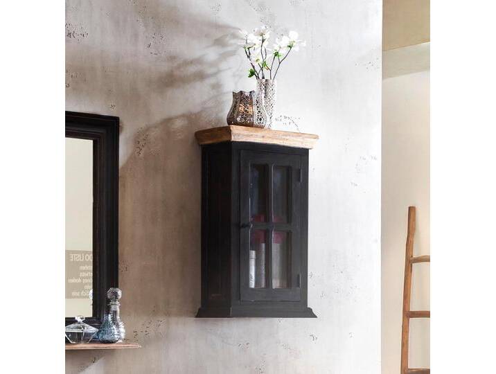 Hängevitrine SIT Corsica , schwarz (schwarz, honig), B:44cm H:70cm T:20cm, MDF, Massivholz, Schränke, mit einer Tür, Breite 44 cm, Shabby Chic, Vintage von SIT-Möbel