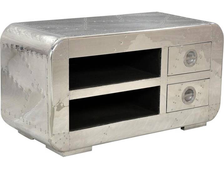 Lowboard SIT AIRMAN , silber (silberfarben), B:100cm H:50cm T:45cm, Aluminium, Holz teilmassiv, Sideboards, in moderner Flugzeugoptik von SIT-Möbel