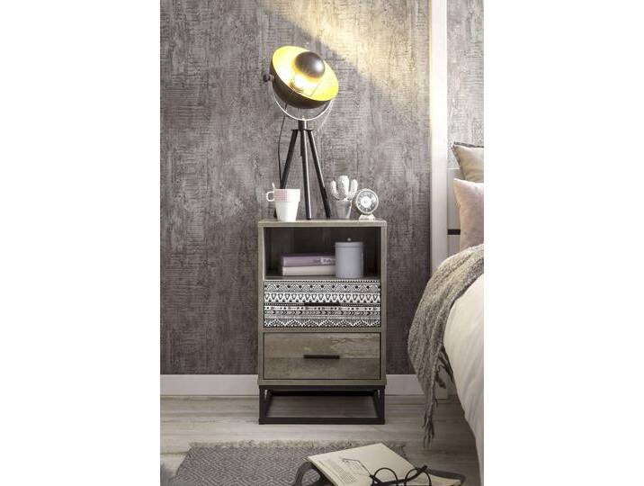 Nachtkommode SIT Skandi , schwarz (schwarz, weiß), B:40cm H:62cm T:38cm, MDF, Sideboards, mit dekorativem Muster von SIT-Möbel