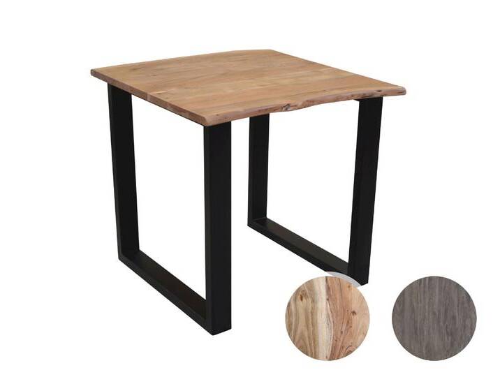 SIT Akazie Baumkante Esstisch 80x80 cm / Antikgrau - Metall antiksilbern von SIT-Möbel