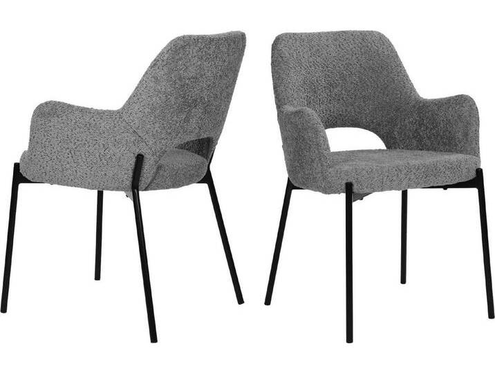 SIT Armlehnstuhl (Set, 2 St), mit Rücken Cut-Out, grau schwarz, Bezug Bouclé grau, mit Rücken Cut-Out von SIT-Möbel