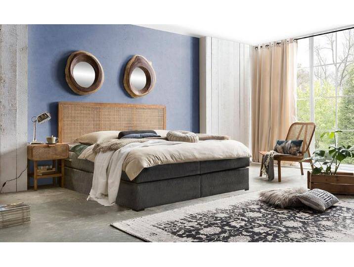 SIT Boxspringbett, Mit Rattan-Kopfteil, grau von SIT-Möbel